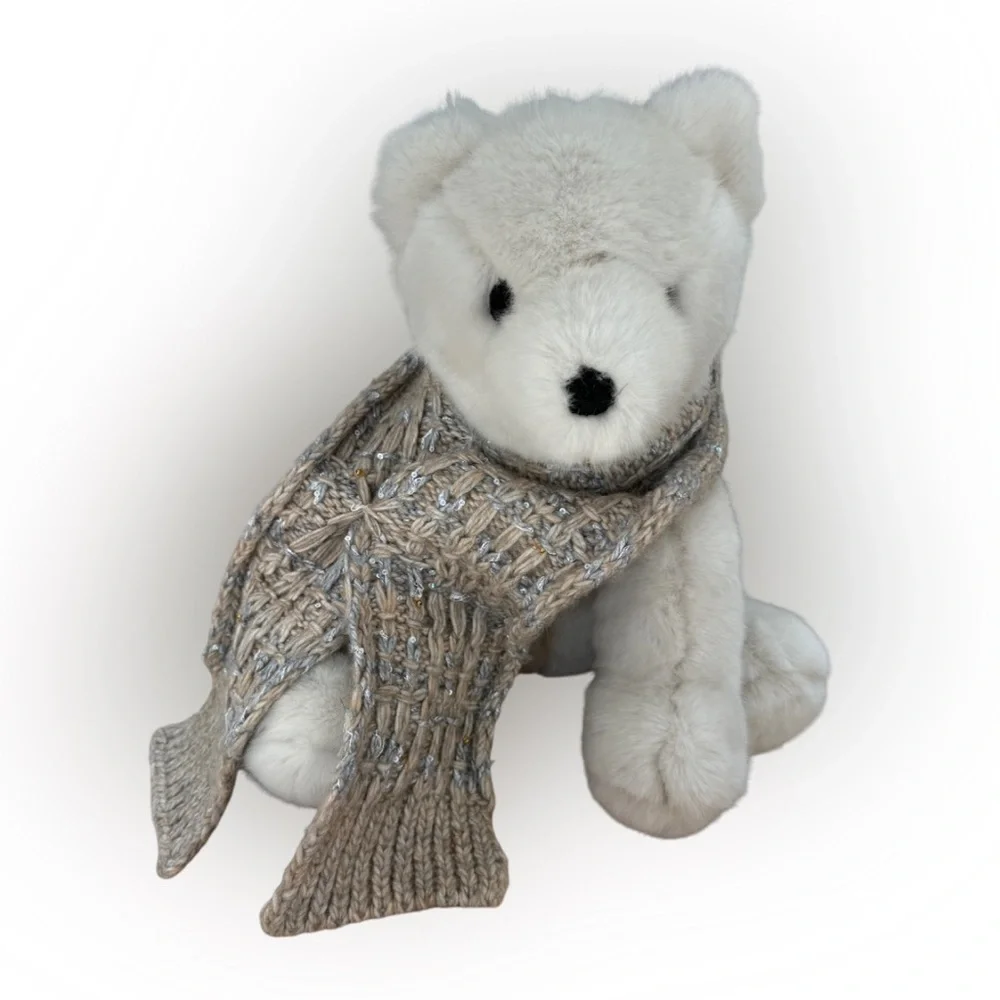 Pottery Barn Holiday Bear Scarf Alpaca Bear Shaped Pillow OS